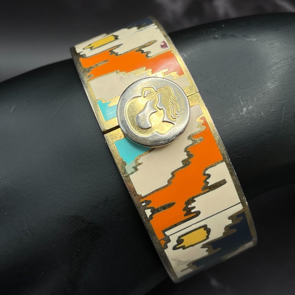 Vintage Spartina 449 Cuff Bracelet Signed Designer Jewelry Gold Tone Mermaid